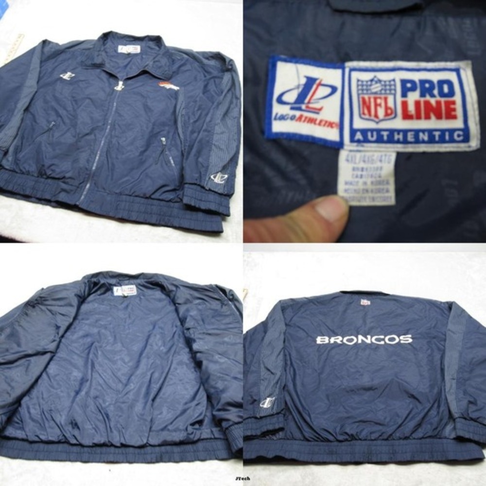 Vintage Denver‎ Broncos Jacket Men 4XL Blue Logo Athletic NFL Zip Windbreaker